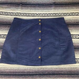 Old Navy Sz 20 Lost at Sea Faux Suede Dark Blue Mini Skirt Snap Buttons Volup